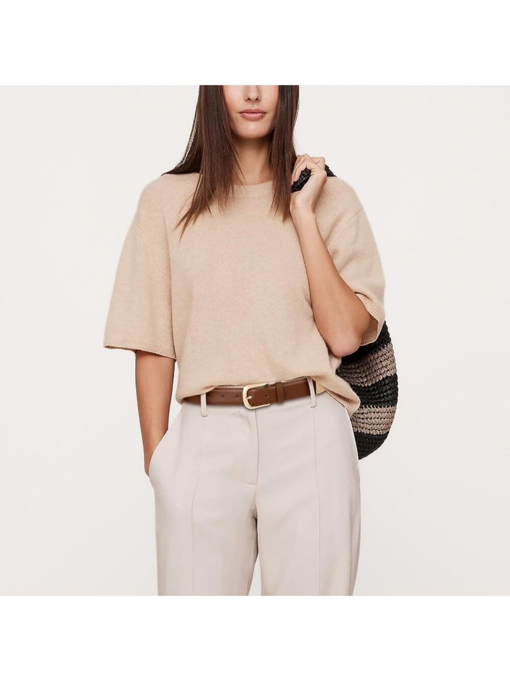 Women Tan Leather Dress Belt For Pants Jeans Fashion With Classic Gold Buckle - Picture 6 of 6